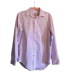 Calvin Klein Slim Fit Performance Non-Iron Dress Shirt Men Medium 15 32/33 Lilac